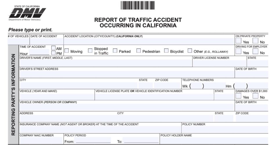 SR-1 Form to File After Auto Accident