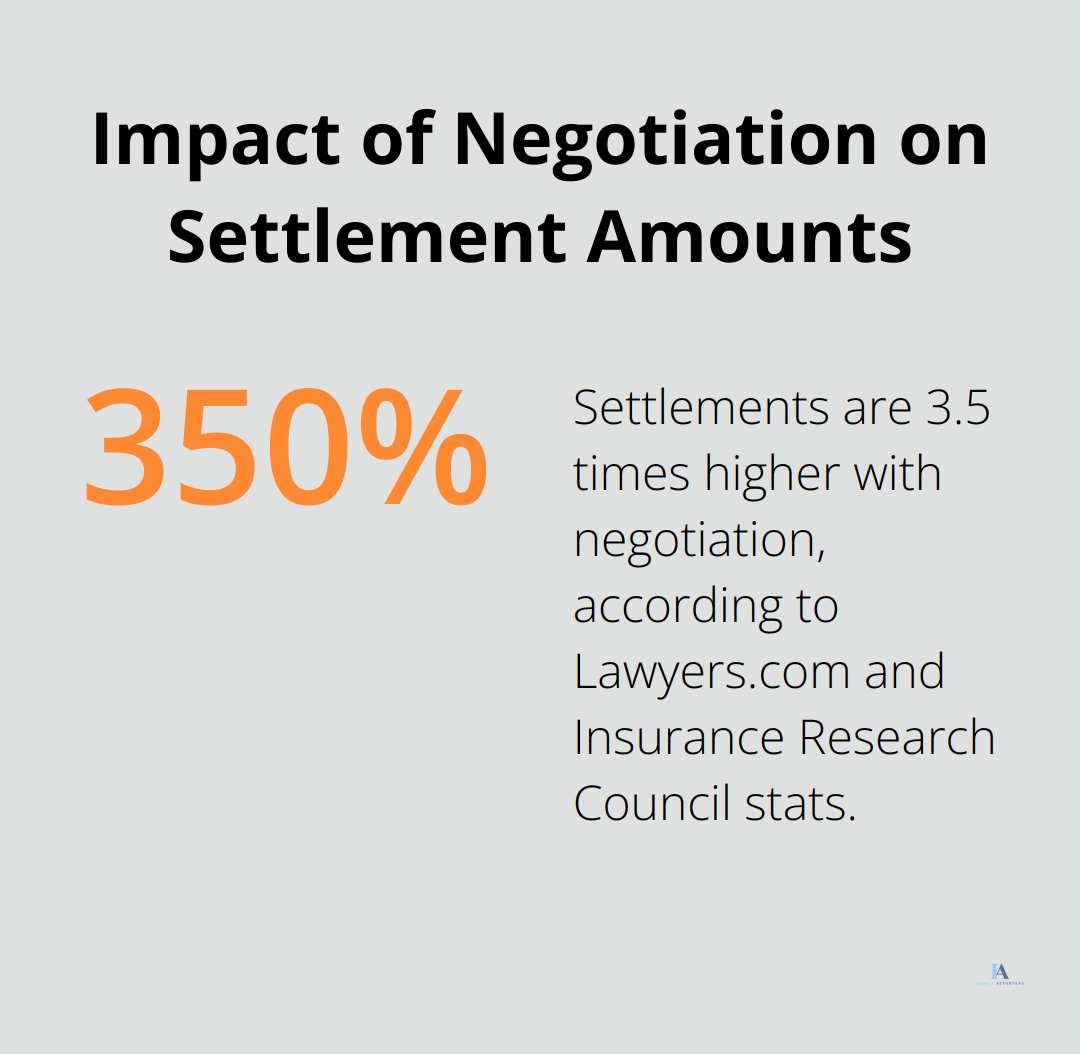 Chart showing the percentage increase in settlement amounts when negotiating with an attorney - wrongful death average settlement